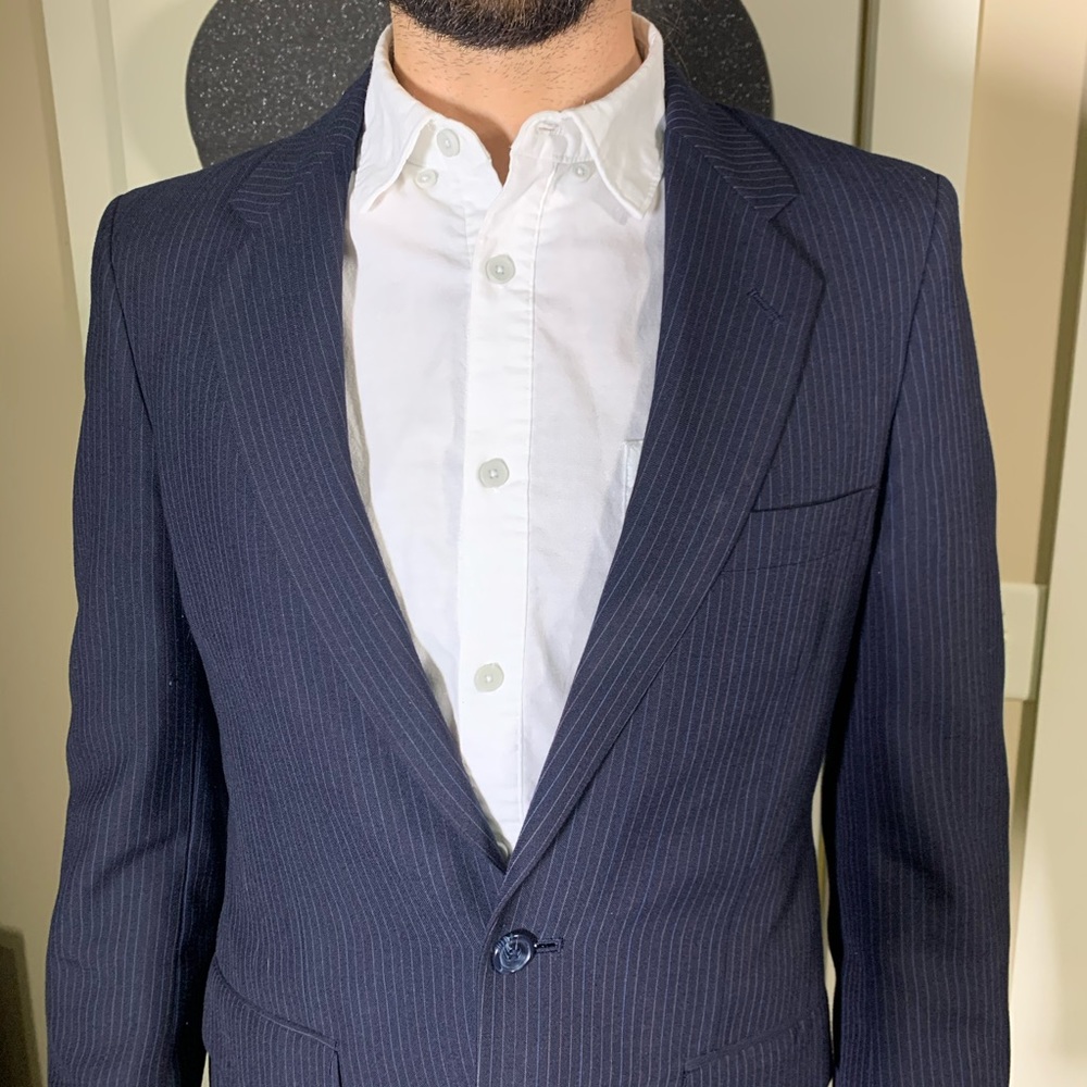 Barryton Vintage Wool Blend Blue Pinstripe Suit - Picture 8 of 8